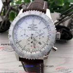 Perfect Replica Breitling Chronoliner B04 46MM Watch - Steel Case White Ceramic Brown Leather Watch
